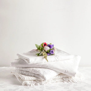 White on White Cotton Tablecloth