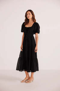 Mink Pink: MINK PINK Amy Tiered Midi Dress Black