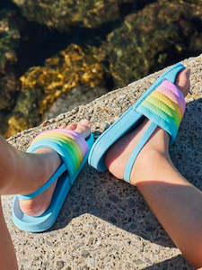 Footwear: Roxy Teenie Weenie Rib Slippy Sandal Snowcone