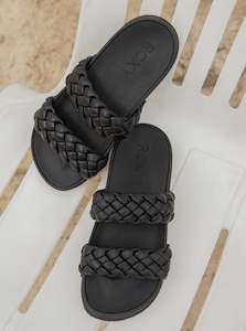 Footwear: Roxy Womens Slippy Braided Slide Black