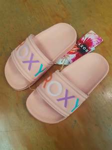 Footwear: Roxy Girl Slippy Slide Peach Parfait