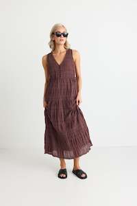 IVY+JACK Flora V Neck Maxi Dress Chocolate