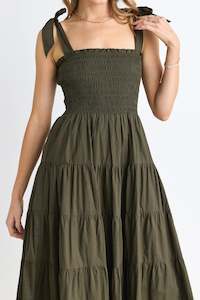 IVY + JACK Isabella Cotton Poplin Maxi Dress Khaki