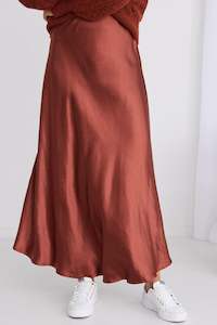 IVY+JACK Haven Copper Satin Bias Cut Maxi Skirt