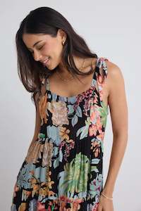 AMONG THE BRAVE Nimbus Tropical Black Maxi Dress