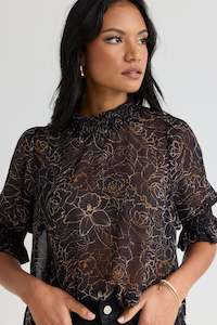 Among The Brave: AMONG THE BRAVE Influential Black/Chocolate Rose Sketch Top