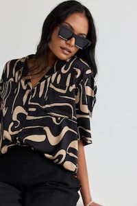 AMONG THE BRAVE Nostalgia Black/Caramel Abstract Shirt