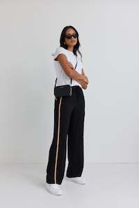 AMONG THE BRAVE Confidant Stripe Leg Crepe Wide Leg Pants