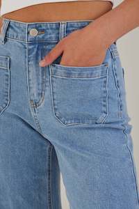 AMONG THE BRAVE Zoey Wide Leg Pocket Jean Light Blue