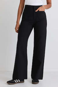 AMONG THE BRAVE Zoey Tailored High Rise Wide Leg Pant Black