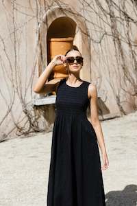 RE:UNION LABEL Bryar Sleeveless Linen Empire Midi Dress