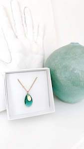 TWIGG JEWELLERY Austrian Crystal Tear Pendant Necklace Teal