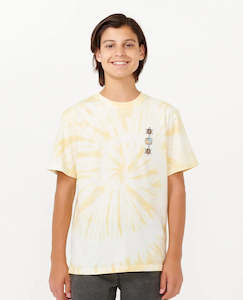 Rip Curl Evolution Tie Dye Tee Boys 8 -16 years Straw Yellow