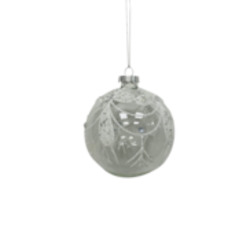 Clear Glass with White Swags Bauble