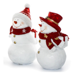 Pair of Large Red Snowmen