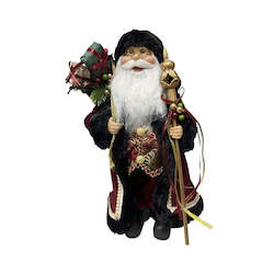 Standing Santa in Burgundy Coat - Med