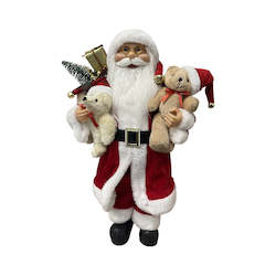 Red Santa with Teddy Bear - Med