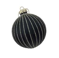 Black Ribbed Glass Bauble (round)