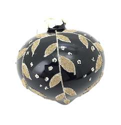 Black Gold Leaf Glass Bauble (onion)