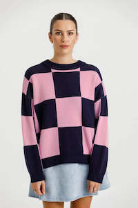 Cleo Check It Jumper - Ballet Navy