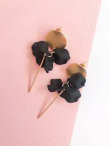 Clothing accessory: Petite Petal Earrings - Black and Gold