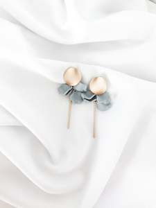 Petite Petal Earrings - Grey and Gold