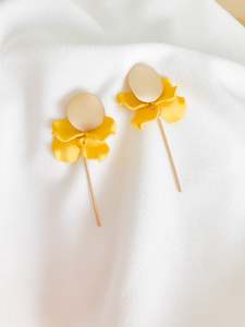 Clothing accessory: Petite Petal Earrings - Yellow and Gold