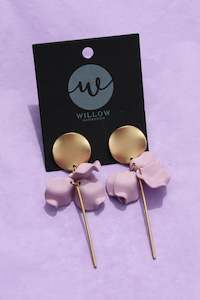 Clothing accessory: Petite Petal Earrings - Purple and Gold