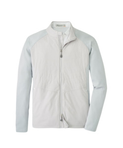 Golf course or practice range: 2024 Peter Millar Men's Merge Elite Hybrid Jacket - British Grey