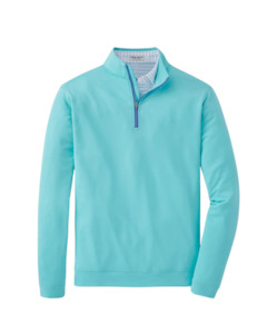 2024 Peter Millar Men's Perth Performance Melange Quarter-Zip - Radient Blue