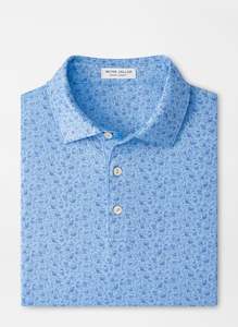 Golf course or practice range: 2023 Peter Millar Mens Double Transfused Polo - Cottage Blue