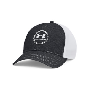 Golf course or practice range: 2024 Under Armour Iso-Chill Driver Mesh Adjustable Cap - Black/Black/White