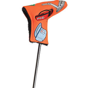 Golf course or practice range: Ping Decal Putter Cover Orange