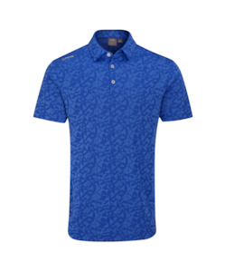 Golf course or practice range: 2025 Ping Men's Geo-Camo Polo - Ultra Blue