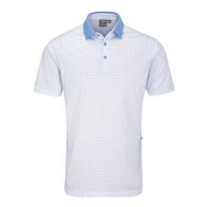 2025 Ping Men's Jared Polo - Pearl White/Cornflower Blue