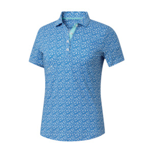 2025 FootJoy Women's Floral Print Short Sleeve Shirt - Aqua/White