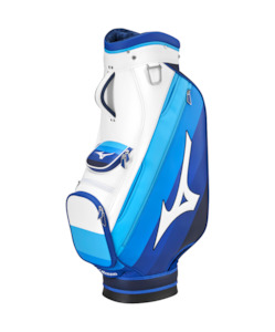 Golf course or practice range: 2025 Mizuno Tour Cart Golf Bag - White/Blue