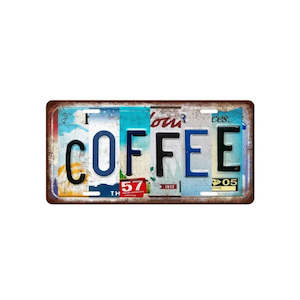 Coffee License Plate Sign - Metal