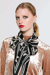 Accessories: Monogram Sash Scarf | Black & Cream