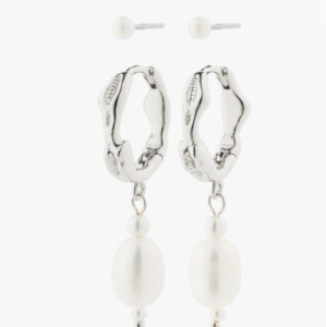 Constance Earrings - Silver Plated - White