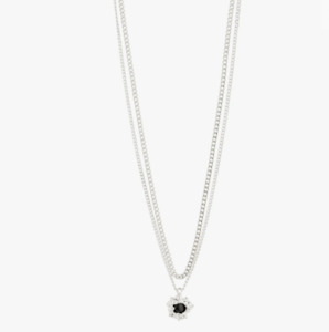 Act Necklace - Silver Plated - Black