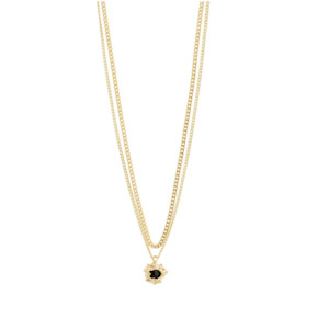 Clothing: Act Necklace - Gold Plated - Black