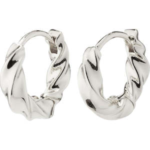 Clothing: Taffy Recycled Small Swirl Hoop Earrings - Silver Plated