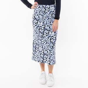 Milan Bias Cut Skirt - True Blue (LL2642-16)