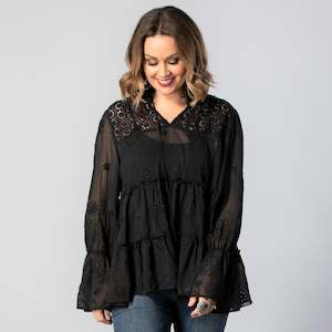 Daisy Blouse - Black Embroidery