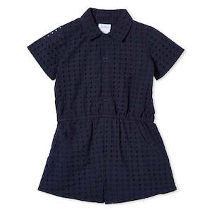 (D) Milky Navy Broderie Playsuit