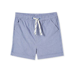 (D) Milky Check Shorts - Indigo / White