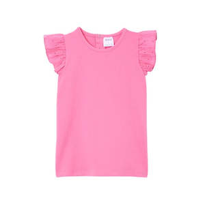 (D) Pink Sachet Broderie Frill Tee