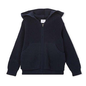 Knit Waffle Jacket - Midnight Blue