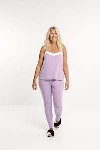 Lounge Pants - Violet with Eyelash Print